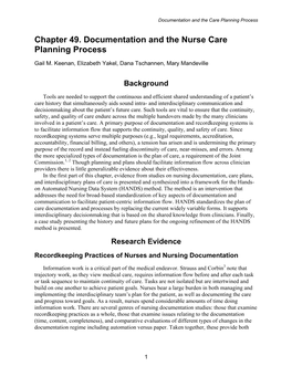 Chapter 49. Documentation and the Nurse Care Planning Process