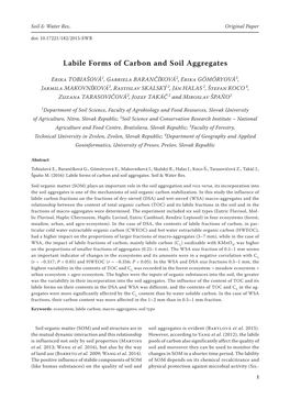 Labile Forms of Carbon and Soil Aggregates