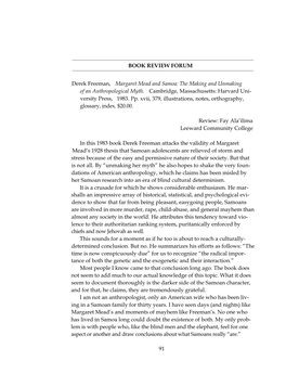 Derek Freeman, Margaret Mead and Samoa: the Making and Unmaking of an Anthropological Myth