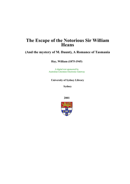 The Escape of the Notorious Sir William Heans (And the Mystery of M