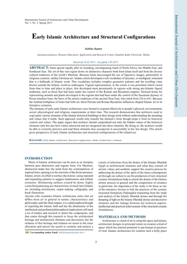 Early Islamic Architecture and Structural Configurations