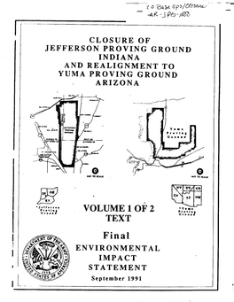 Closure of Jefferson Proving Ground, Indiana, and Realignment to Yuma