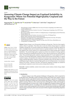 Assessing Climate Change Impact on Cropland Suitability in Kyrgyzstan: Where Are Potential High-Quality Cropland and the Way to the Future