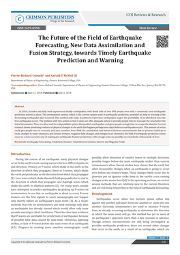 The Future of the Field of Earthquake Forecasting, New Data Assimilation and Fusion Strategy, Towards Timely Earthquake Prediction and Warning