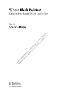 Whose Black Politics? Cases in Post-Racial Black Leadership
