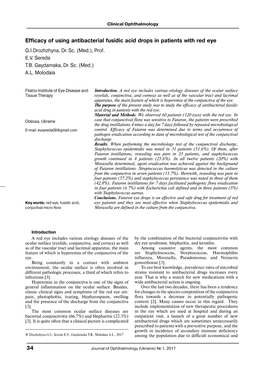 Efficacy of Using Antibacterial Fusidic Acid Drops in Patients with Red Eye G.I.Drozhzhyna, Dr