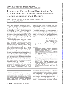 Are ACE Inhibitors and Calcium Channel Blockers As Effective As Diuretics and ␤-Blockers?