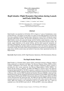 Bepicolombo: Flight Dynamics Operations During Launch and Early Orbit Phase