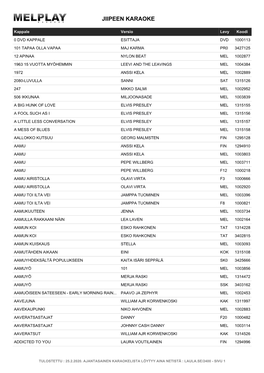 Karaokelista Löytyy Aina Netistä : Laula.Se/2400 - Sivu 1 Jiipeen Karaoke