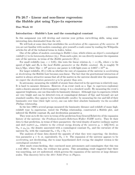 Linear and Non-Linear Regression: the Hubble Plot Using Type-1A Supernovae