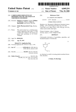 United States Patent (19) 11 Patent Number: 6,069,254 Costanz0 Et Al