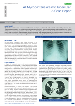 All Mycobacteria Are Not Tubercular: a Case Report Internal Medicine Section