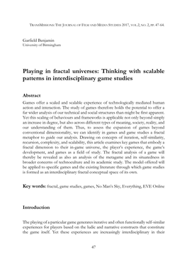 Playing in Fractal Universes: Thinking with Scalable Patterns in Interdisciplinary Game Studies