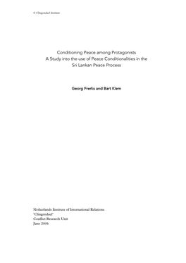 A Study Into the Use of Peace Conditionalities in the Sri Lankan Peace Process