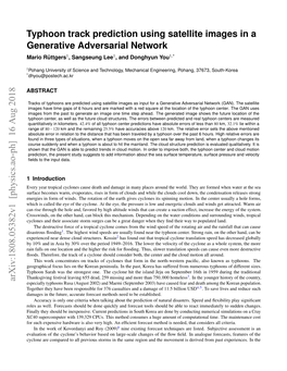 Typhoon Track Prediction Using Satellite Images in a Generative Adversarial Network Mario R ¨Uttgers1, Sangseung Lee1, and Donghyun You1,*