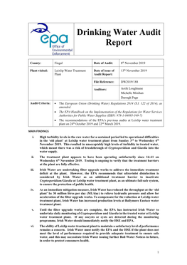 Drinking Water Audit Report