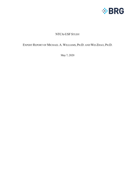 Ntca-Usf Study Expert Report of Michael A. Williams, Ph.D. and Wei Zhao, Ph.D