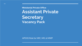 Assistant Private Secretary Vacancy Pack