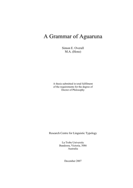 A Grammar of Aguaruna