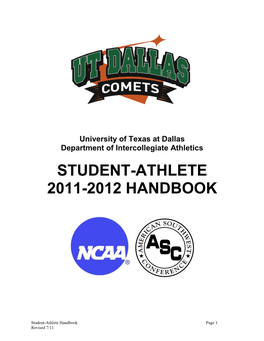 The University of Texas at Dallas 2011-2012 Student-Athlete Compliance Agreement