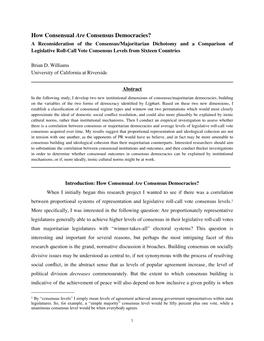 How Consensual Are Consensual Democracies?