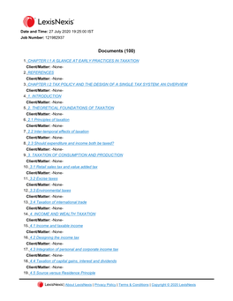 CHAPTER I.1 a GLANCE at EARLY PRACTICES in TAXATION Client/Matter: -None- 2