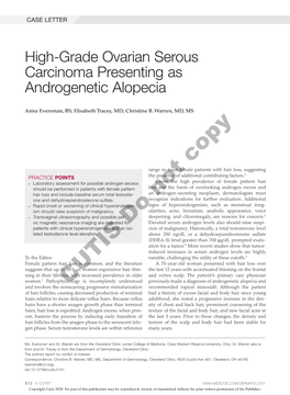 High-Grade Ovarian Serous Carcinoma Presenting As Androgenetic Alopecia