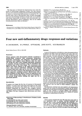 Four New Anti-Inflammatory Drugs: Responses and Variations