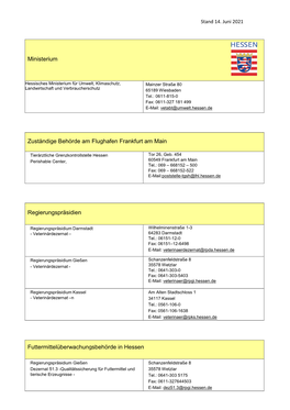Ministerium Zuständige Behörde Am Flughafen Frankfurt Am Main