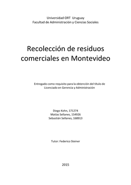 Recolección De Residuos Comerciales En Montevideo