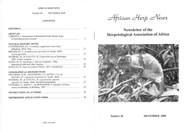 Newsletter of the Herpetological Association of Africa