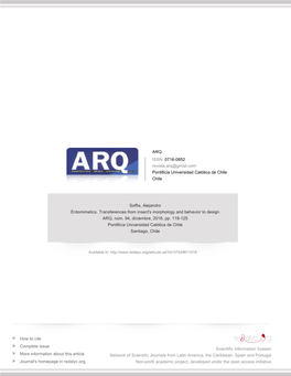 Redalyc.Entomimetics. Transferences from Insect's Morphology And