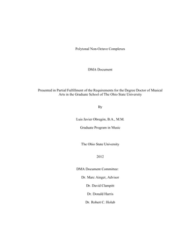 Polytonal Non-Octave Complexes DMA Document Presented In