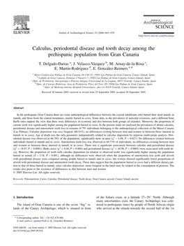 Calculus, Periodontal Disease and Tooth Decay Among the Prehispanic Population from Gran Canaria