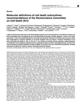 Molecular Definitions of Cell Death Subroutines