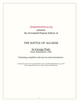 THE BATTLE of ALCAZAR by George Peele