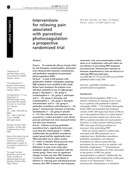 Interventions for Relieving Pain Associated with Panretinal