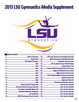 2013 LSU Gymnastics Media Supplement