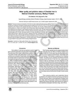 Water Quality and Pollution Status of Chambal River in National Chambal Sanctuary, Madhya Pradesh