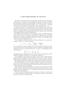 A Very Short History of Calculus