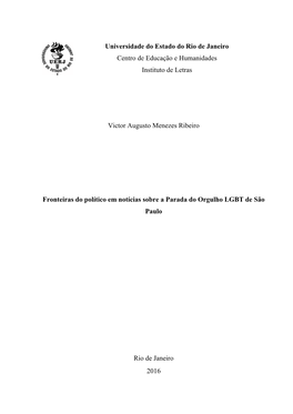 Universidade Do Estado Do Rio De Janeiro Centro De Educação E Humanidades Instituto De Letras