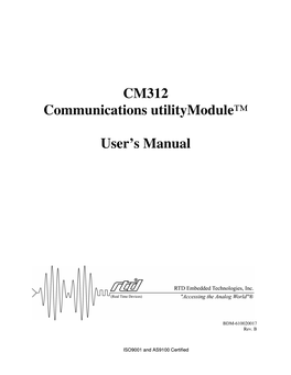 CM312 Communications Utilitymodule™ User's Manual
