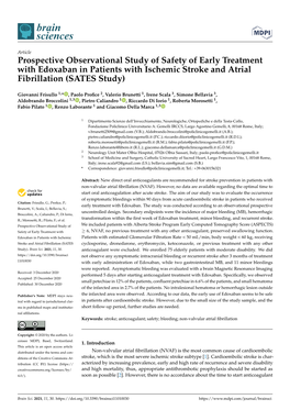 Prospective Observational Study of Safety of Early Treatment with Edoxaban in Patients with Ischemic Stroke and Atrial Fibrillation (SATES Study)