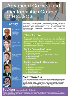 Advanced Cornea and Oculoplastics Course