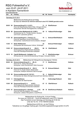 RSG Fohrenhof E.V. Vom 23.07.-24.07.2011 in Kandern-Tannenkirch Zeit Nr