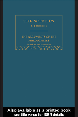 The Sceptics: the Arguments of the Philosophers