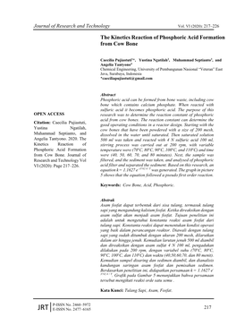 The Kinetics Reaction of Phosphoric Acid Formation from Cow Bone