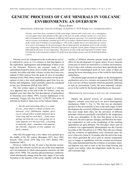 Genetic Processes of Cave Minerals in Volcanic Environments: an Overview