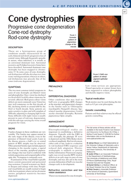 Cone Dystrophies Progressive Cone Degeneration Cone-Rod Dystrophy Figure 1