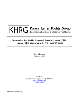 UPR): Human Rights Concerns in KHRG Research Areas